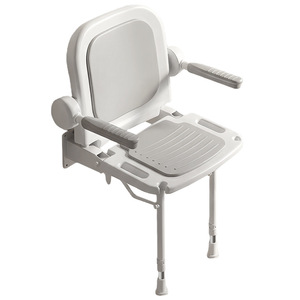 <b>Folding</b> Bathroom <b>Stool</b> With Armrests Height Adjustable Aluminum Alloy Wall Mounted Shower Chair For Seniors Bathroom Safety - Product Image 5
