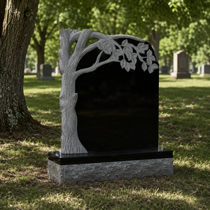 Lápida de granito estilo europeo con diseño de árbol para cementerio, monumento tradicional - Product Image 4
