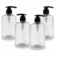 Flacon distributeur de savon 500 ml, en PET, à épaule ronde, avec pompe à débit large, vide, pour lavage des mains et lotion corporelle, emballage OEM