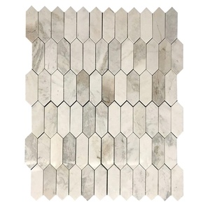 Gạch Khảm Hoa Văn Đá Cẩm Thạch Tự Nhiên Màu Trắng Rực Rỡ Khảm Hoa Văn Lục Giác Dài - Product Image 1