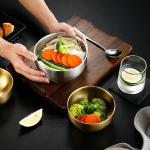 304 Stainless Steel Rice Bowl Double Layer Insulated For Children Korean Cuisine Gold Bowl Home Use - Product Image 1