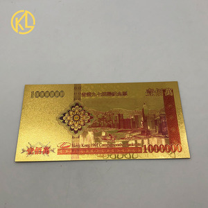 أوراق نقدية ذهبية 1 مليون دولار هونكونغ تنين مع ضوء أمان أشعة تحت البنفسجية وشهادة في صندوق تنين خشبي - Product Image 3