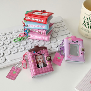 Mini porte-clés en PVC pour biberon, petit <span class=keywords><strong>album</strong></span> photo 1 et 2 pouces, livre de rangement pour photos d'identité, livre de collection de cartes de collection, motif écossais - Product Image 3
