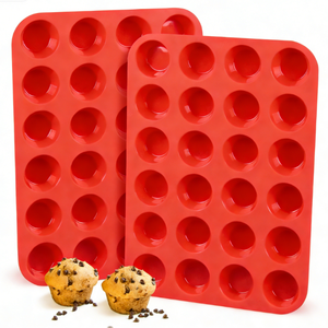 Moldes de <span class=keywords><strong>Silicona</strong></span> para Cupcakes SILIKOLOVE Factory, 24 Mini Moldes de <span class=keywords><strong>Silicona</strong></span> para Hornear, Moldes Reutilizables para Cupcakes, Forros para Muffins Caseros - Product Image 1