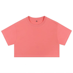 T-shirt Crop Top 210 GSM <span class=keywords><strong>en</strong></span> <span class=keywords><strong>Coton</strong></span> Pur avec Logo Personnalisé – T-shirt <span class=keywords><strong>Femme</strong></span> Imprimé Coupe Courte et Ample pour le Fitness - Product Image 4