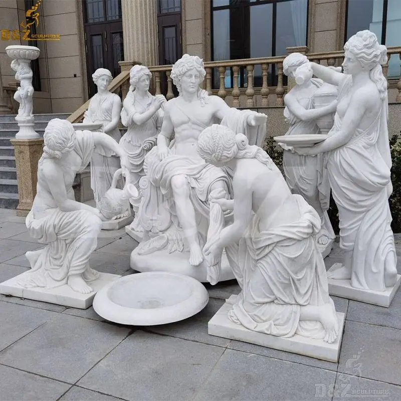 Фабричная Профессиональная Изготовленная по индивидуальному заказу Белая Мраморная резьба Аполло скульптуры для ванны в натуральную величину