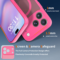 Fundas de Teléfono Rojo Rosa a Prueba de Golpes con Sensación de Piel para la Serie iPhone con Anillo Magnético de Lujo para iPhone 17 Pro Max para Chica
