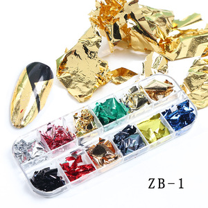 12 Grille Mixte Holographique Poudre Nail Décoration Gel Polonais Cassé Paillette Nail Glitter Irrégulier Miroir Nail Flakes 2D - Product Image 2