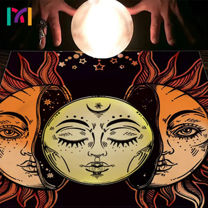 Paño de <span class=keywords><strong>Tarot</strong></span> Sun Moon Star India estera dorada Franela gruesa Mantel de <span class=keywords><strong>tarot</strong></span> de orillo de alta calidad - Product Image 4