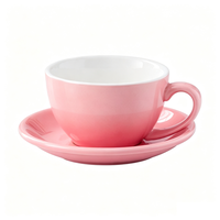 Vente en gros de tasses à café en porcelaine italienne de 220 ml, ensembles de tasses à thé latte, logo personnalisé imprimé, ensemble de tasses à café en céramique, tasse à cappuccino et soucoupe