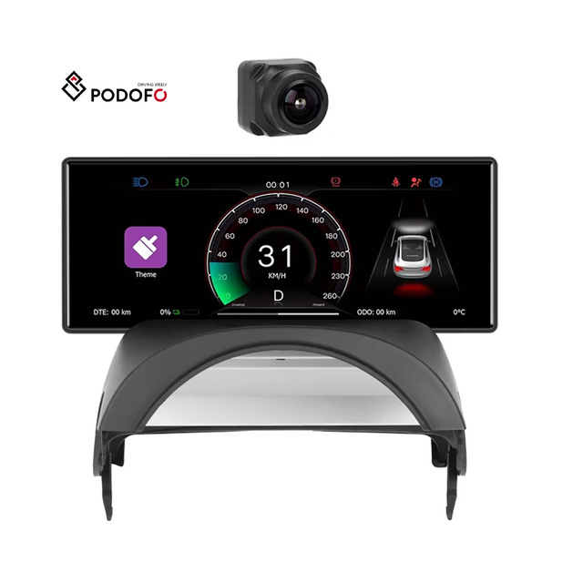 Podofo 6.86'' IPS Head up Display Wireless Carplay/Android Auto for Tesla Model 3 2017-2023/Model Y 2019-2023 OTA Front Camera