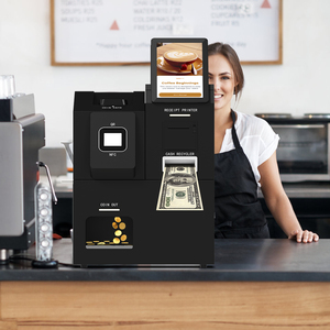 Kiosque de restauration rapide en libre-service avec lecteur de codes-barres, accepte les pièces et les billets, distribue le change, accepte les paiements par code QR pour les restaurants en libre-service - Product Image 1