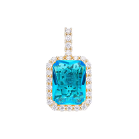 Bijoux Hip Hop Nouveau pendentif en pierre précieuse Zircon carré coloré rubis glacé