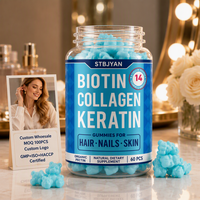 Gummies OEM Biotine Collagène Kératine Vitamines – Gommes de Biotine avec Collagène, Kératine, Acide Hyaluronique et Palmier Nain pour Cheveux, Peau et Ongles