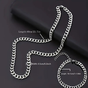 Cadena de Eslabones Cubanos de Acero Inoxidable Plateado para Hombre, Estilo Hiphop, Tamaño Personalizado de 5 mm, 18-26 Pulgadas, Juego de Collar - Product Image 5