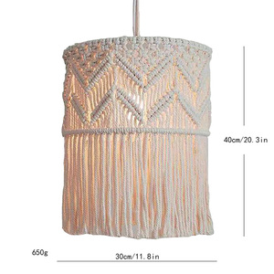 <span class=keywords><strong>Abat</strong></span>-<span class=keywords><strong>jour</strong></span> en macramé fait main avec <span class=keywords><strong>franges</strong></span> et pompons, style bohème décoratif - Product Image 6