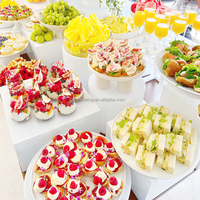 Lot de Présentoirs Buffet en Acrylique Blanc à 5 Faces pour Mariages et Événements – Supports Alimentaires en Acrylique pour Buffets