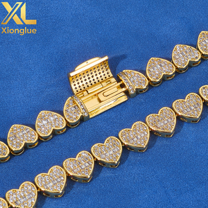 Cadena de tenis tipo racimo de 8mm con incrustaciones mixtas de circonitas y diseño de corazón baguette, bañada en plata, joyería fina - Product Image 5