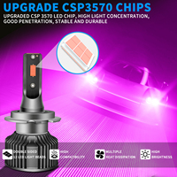 Ampoule de phare LED rose et violette A8 à double faisceau 25W/50W 12V - Convient pour 880/9005/9006/H4/H7/H11/H13 etc.