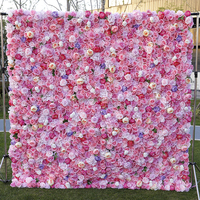 Fausse toile de fond florale A15, tapis de rideau 5D enroulable rose, fausse soie, fleur de rose artificielle pour décoration de scène de mariage et d'événement