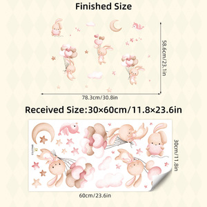 Adesivi <span class=keywords><strong>Murali</strong></span> a Forma di Animali Cartoon in PVC Stampato UV Ecologico Rosa, Decorazioni Autoadesive Rimovibili per Cameretta Bambini - Product Image 5