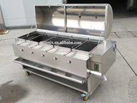Four à poulet rôti rotatif automatique à charbon de bois professionnel à six rangées | machine à griller le poulet à vendre