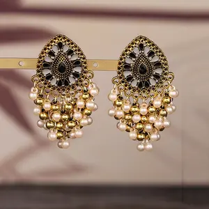 Fashion gold vintage beaded earrings handmade india wholesale N2307316