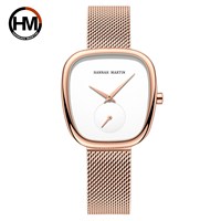 Montre pour femme de luxe originale de la marque HANNAH MARTIN, or rose, acier inoxydable, mouvement à quartz, étanche, montres habillées pour femme