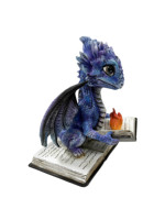 Vente en gros mini figurines de dragon en résine dragon bleu avec livre statue de dragon décoration de la maison