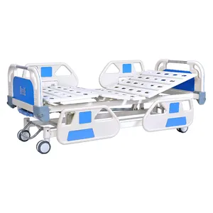 उच्च गुणवत्ता ABS पक्ष रेल Epoxy लेपित स्टील फ्रेम डबल क्रैंक मैनुअल अस्पताल के बिस्तर चिकित्सा बिस्तर कीमत