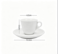 Ensemble tasse et soucoupe à expresso en céramique à parois épaisses de 65 ml, style italien, design minimaliste moderne, blanc pur, pour la maison et le bureau