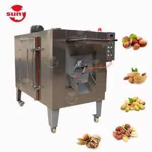 China top brand electric gas cocoa bean groundnut peanut roaster machine for granular nut roaster snack food making machine