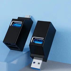 USB C 3.0สำหรับมือถือ Mac PC ฮับอลูมิเนียมสีดำ3พอร์ต