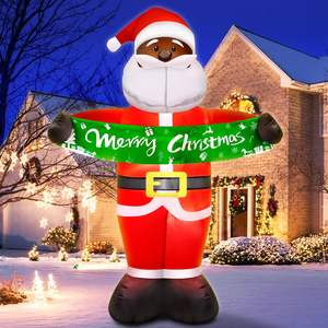 7 piedi di natale gonfiabili decorazioni per esterni babbo natale nero con luce a LED incorporata Blow-Up natalizio - Product Image 1