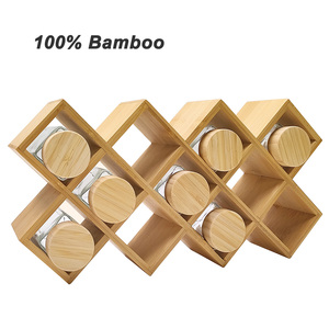 Étagère à épices de cuisine avec bocaux <span class=keywords><strong>en</strong></span> verre pour épices, étagère à épices <span class=keywords><strong>en</strong></span> <span class=keywords><strong>bois</strong></span> de bambou, organisateur de rangement pour comptoir - Product Image 6