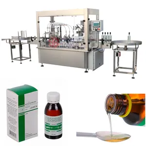 Automatic 4 Heads Syrup Bottle Filling Machine, Plastic and Glass Bottle Syrup Filling and Capping Machine Line