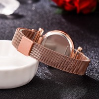Montre de luxe à affichage LED pour femmes, bracelet numérique en acier inoxydable, bracelet en maille magnétique, montre pour femmes, cadeau, Relogio Feminino