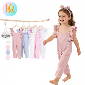 KERUI Body in Lino 100% per Bambine con Volant, Maniche a Volant, Tinta Unita, <span class=keywords><strong>Abbigliamento</strong></span> per Bambine - Product Image 1