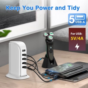 2024 Trạm Sạc 20W tường sạc khối 6 cổng <span class=keywords><strong>USB</strong></span> chia sẻ 4A <span class=keywords><strong>USB</strong></span> sạc Hub thông minh IC sạc tháp fot Quà tặng khuyến mãi - Product Image 2