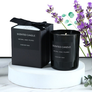 เทียนหอมกลิ่นอโรมาเธอราพีในโถแก้วสีดำขาว พร้อมสเปรย์สี ทำด้วยมือ สำหรับตกแต่งบ้านในเทศกาลคริสต์มาสและดิวาลี - Product Image 2