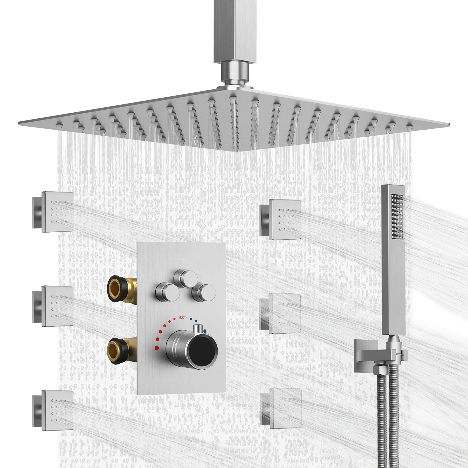 Set doccia maniglia a parete contiene miscelatore per rubinetto doccia e Kit di finiture in oro spazzola