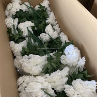 E-969 Bouquet de roses artificielles en soie à 9 têtes, blanc pur, fait main, pour mariage, Noël, Nouvel An chinois