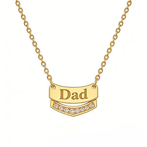 Collana con Ciondolo Ipoallergenico per la Festa della <span class=keywords><strong>Mamma</strong></span>, in Acciaio Inossidabile Placcato Oro 18K PVD, con Incisione MOM & DAD e Inserto in Zirconia Cubica - Product Image 3