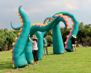 Decoración de Halloween, Tentáculo iluminado inflable gigante, globo publicitario de pulpo inflable