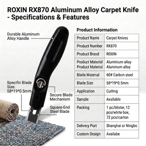 Cuchillo para Alfombras, Cuchillo de Corte de Metal de Alta Resistencia, Cuchillo de Recorte RX870, Cuchillos Utilitarios de Hoja Fija, Personalizado de Fábrica - Product Image 6