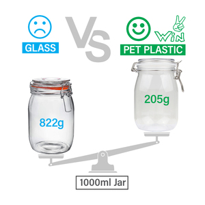 Pot de conservation alimentaire rond en PET transparent, hermétique, durable, sans BPA, personnalisé, de grande taille (1L), pour spaghetti, huile et poudre de protéines - Product Image 2
