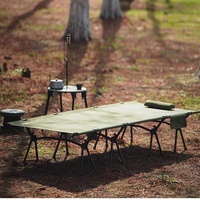 Lit de camp pliant extra large en alliage d'aluminium 7075, portable, double hauteur, pour la sieste en extérieur