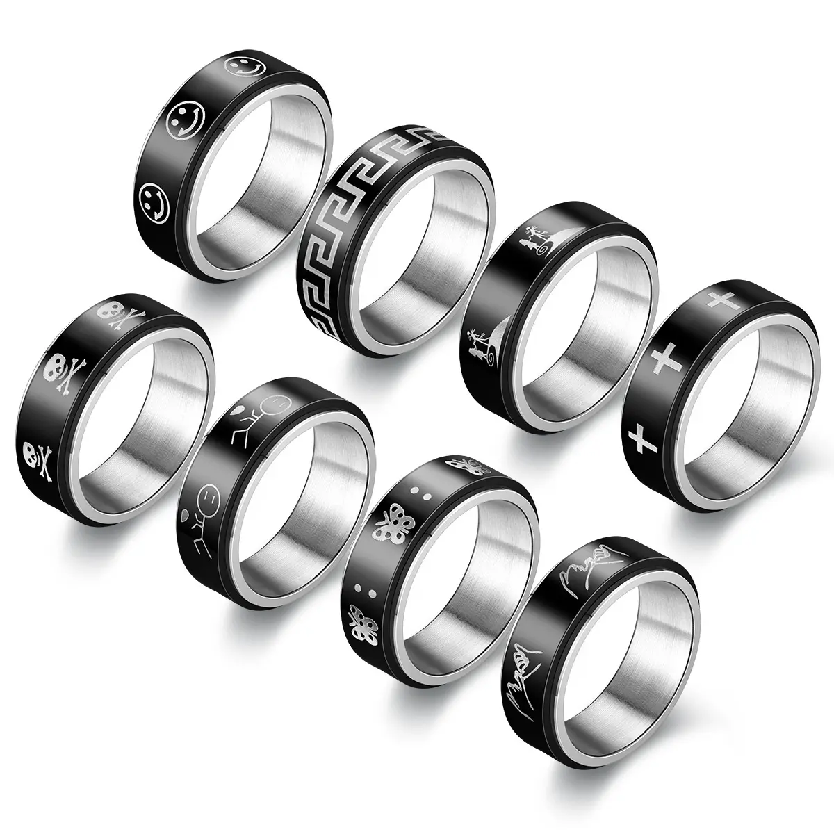 8Mm Titanium Angst Rvs Spinner Ring Voor Vrouwen Mannen