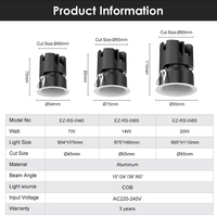 EZELED Lampe encastrée en aluminium de haute qualité à angle réglable anti-éblouissement pour la maison, spot LED