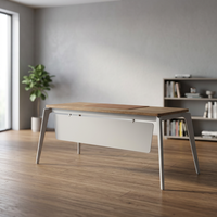 Nouvelle Arrivée Bureau d'Ordinateur Exécutif Moderne et Durable ARSU en Panneau de Particules Mélaminé avec Pieds Métalliques, Poste de Travail Commercial Optionnel